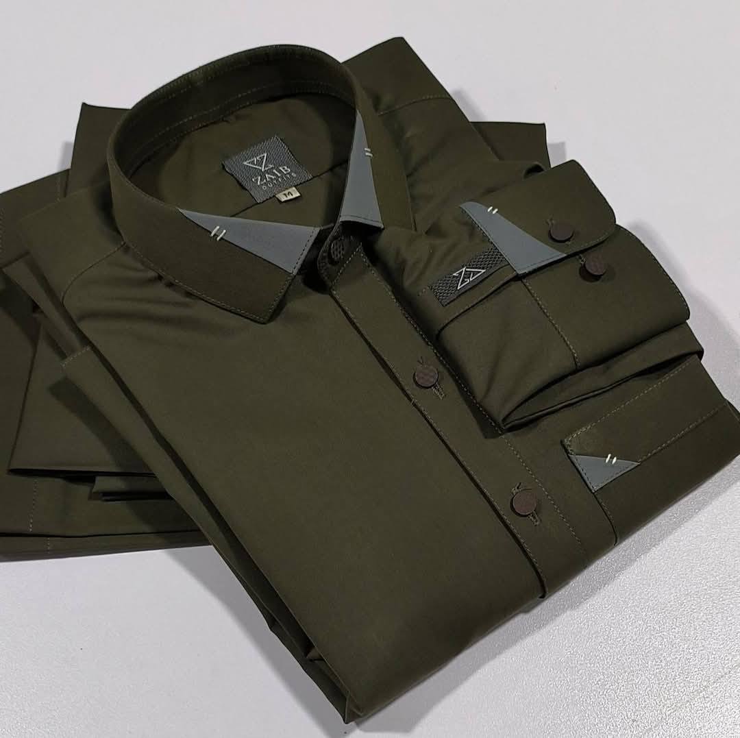 All Season Olive Green (Mongia) Suit in Wash & Wear High Quality Stuff
