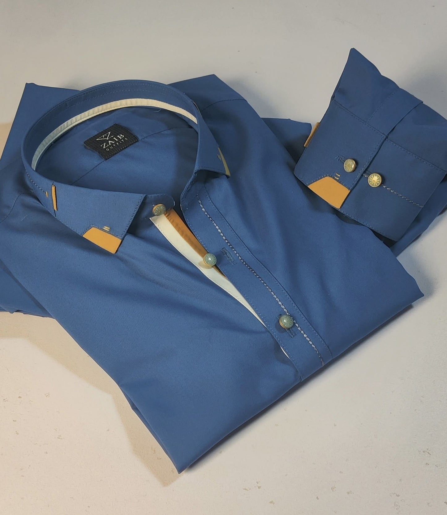 Royal Blue Decent Color Stitched Suit in Wash & Wear Stuff