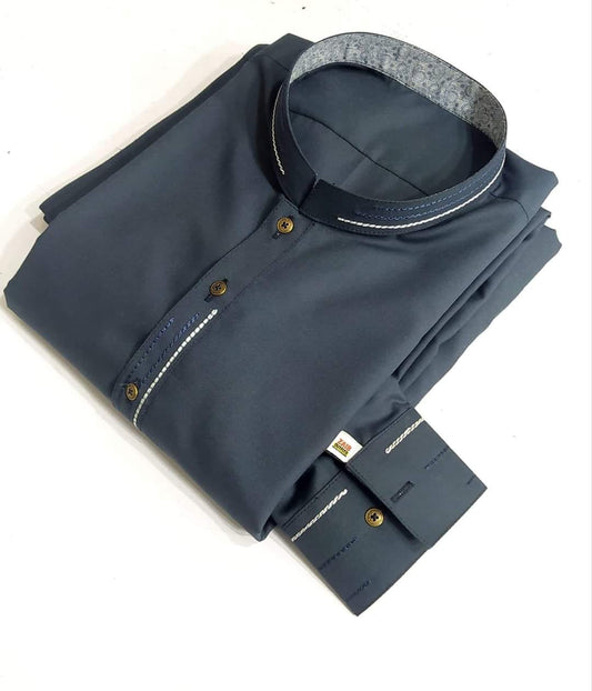 Stitched All Season Gray Suit in Wash & Wear Stuff