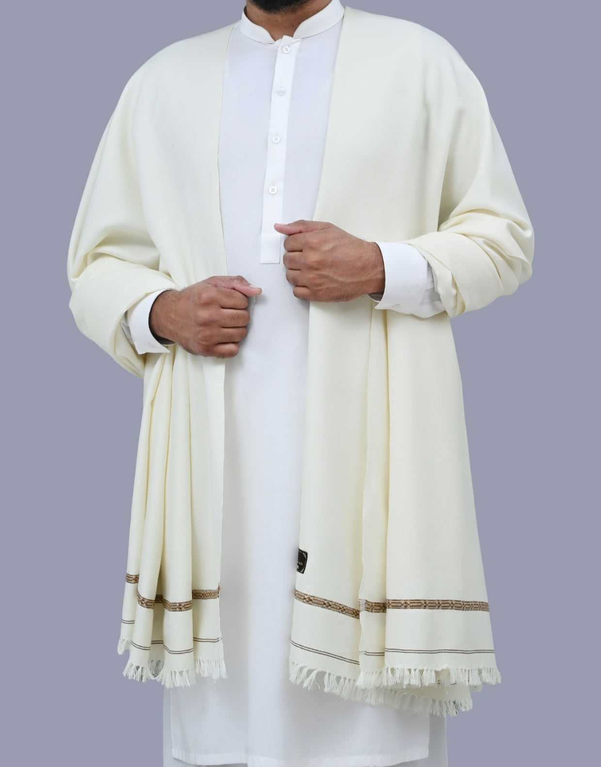 Off white Gents Plain 100% Wool Shawl
