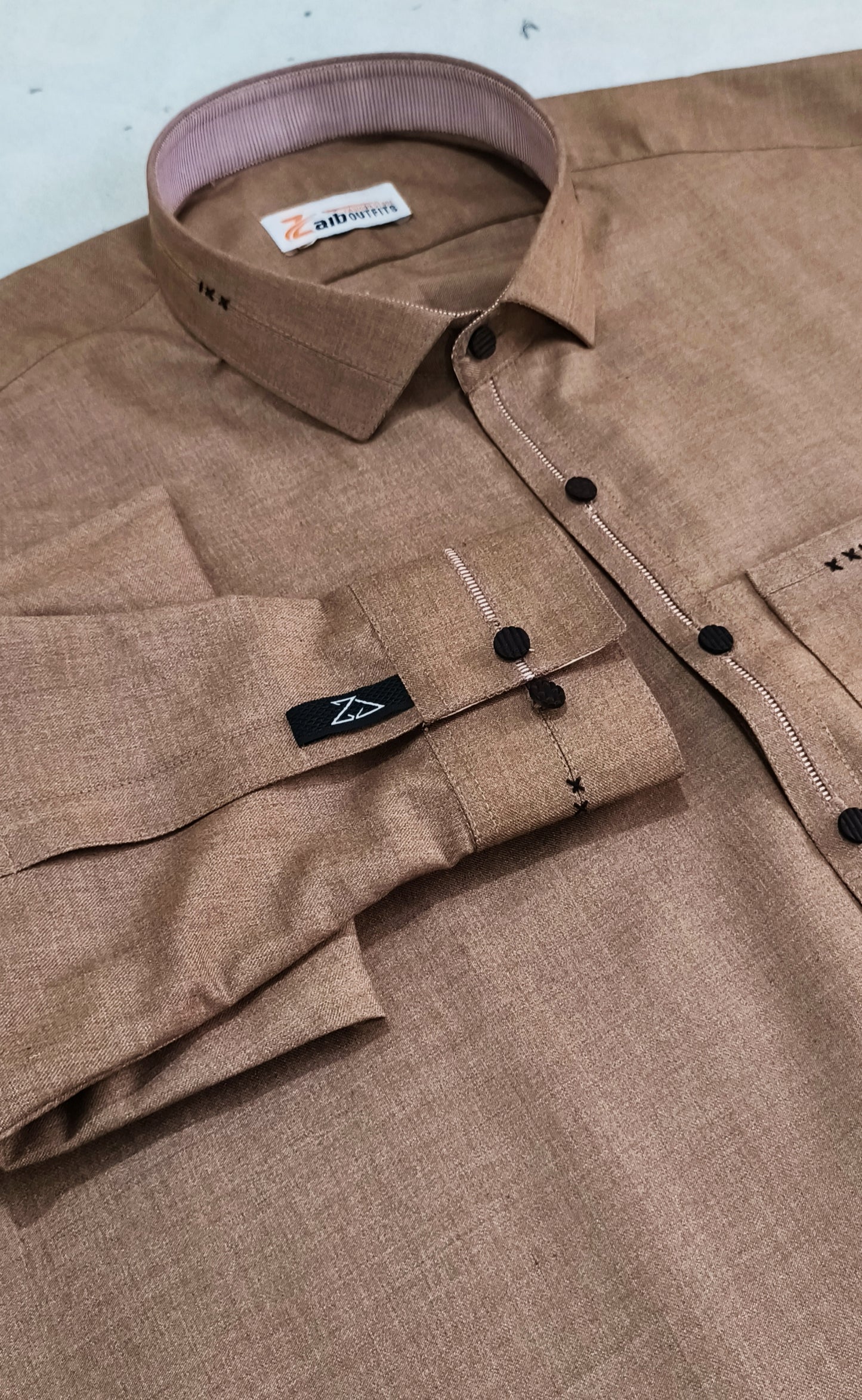Latest Stitched Mustered Self color Suit in Wash & Wear Stuff