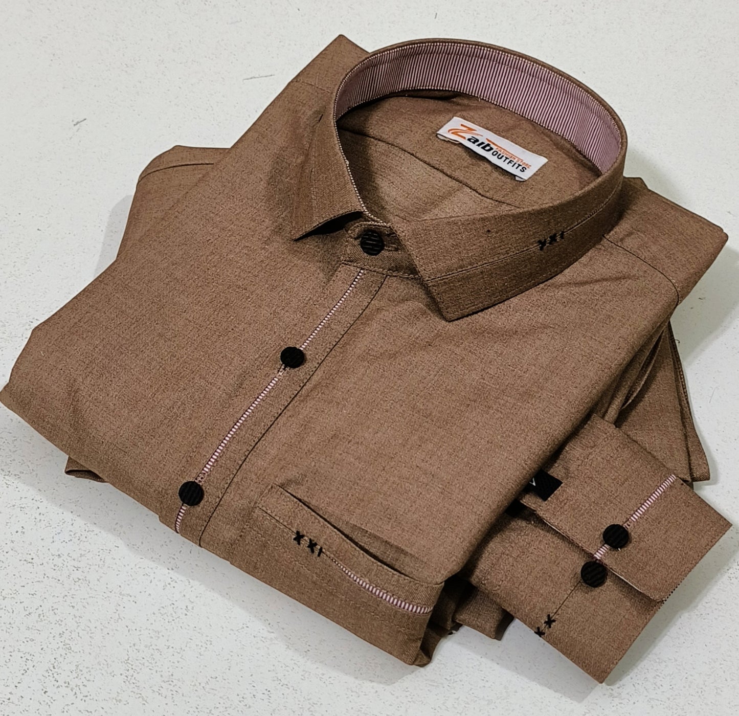 Latest Stitched Mustered Self color Suit in Wash & Wear Stuff