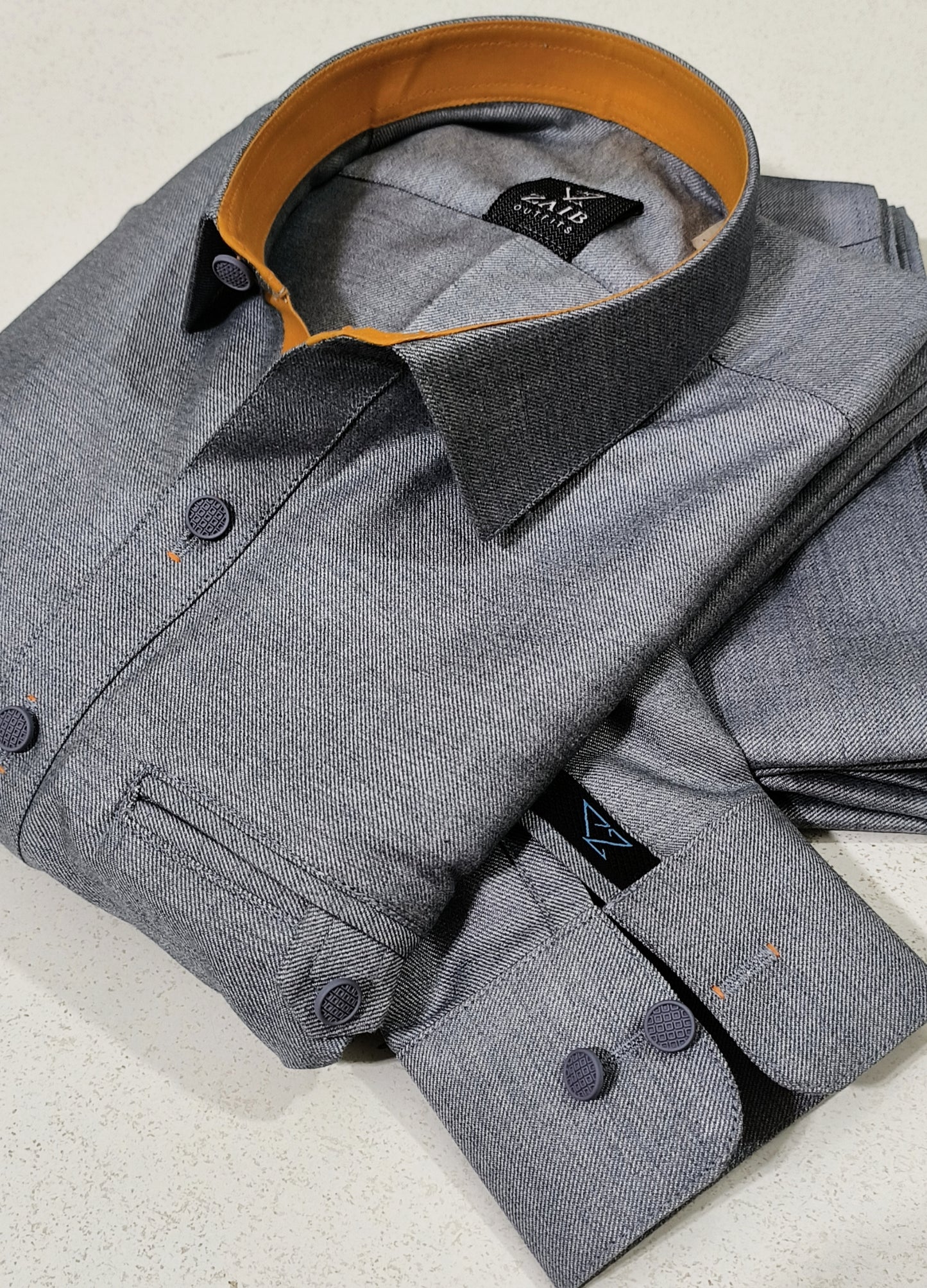 Silver Gray Latest Stitched Suit in Wash & Wear Stuff