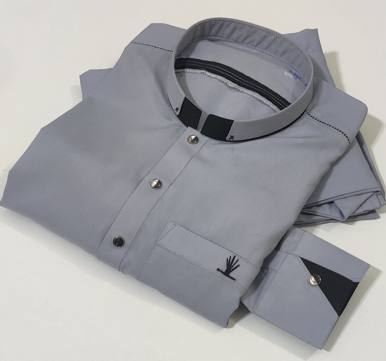 Latest Stitched Gray Jali Style Suit in Wash & Wear Stuff