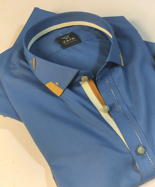 Royal Blue Decent Color Stitched Suit in Wash & Wear Stuff
